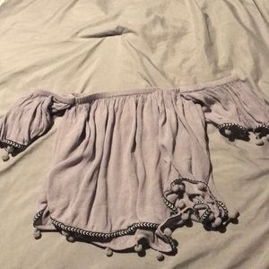 Purple Cold Shoulder Crop Top